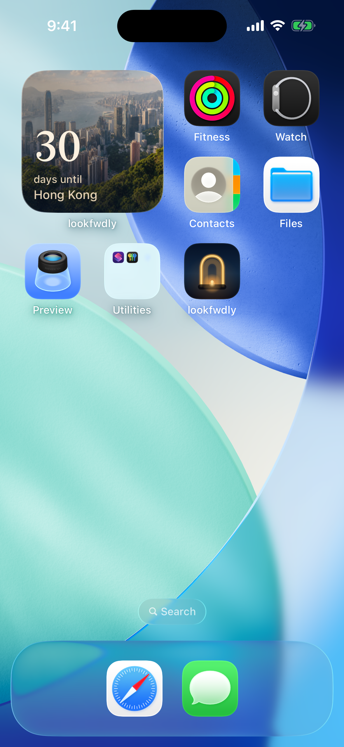 Small lookfwdly widget showing a Hong Kong countdown